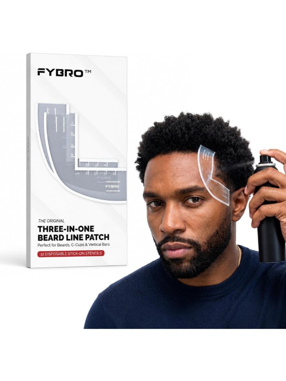 3-in-1 Hairline & Beard Stencil Kit | 32 Stick-On Shape Up Tools for Perfect